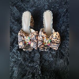 Betsey Johnson Leopard Print Women's Shoes with Bow Accent